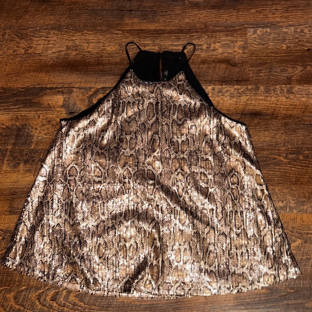 Zara Basic Sequin Animal Print Tank Top Size Small